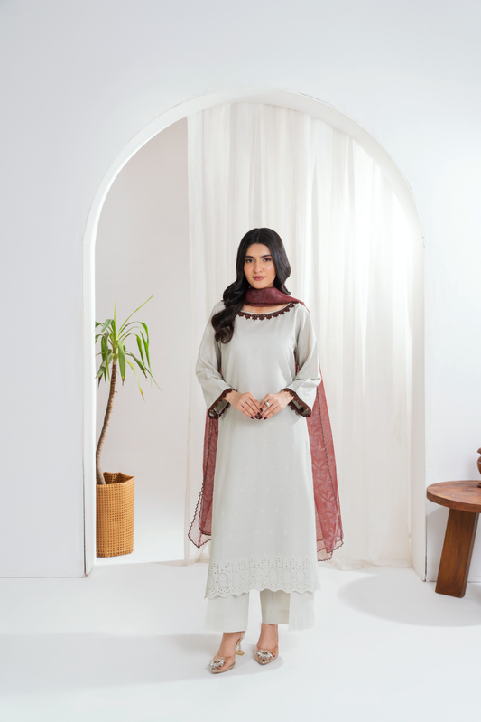 VERA - Pearl Grey Chikankari (AM033)