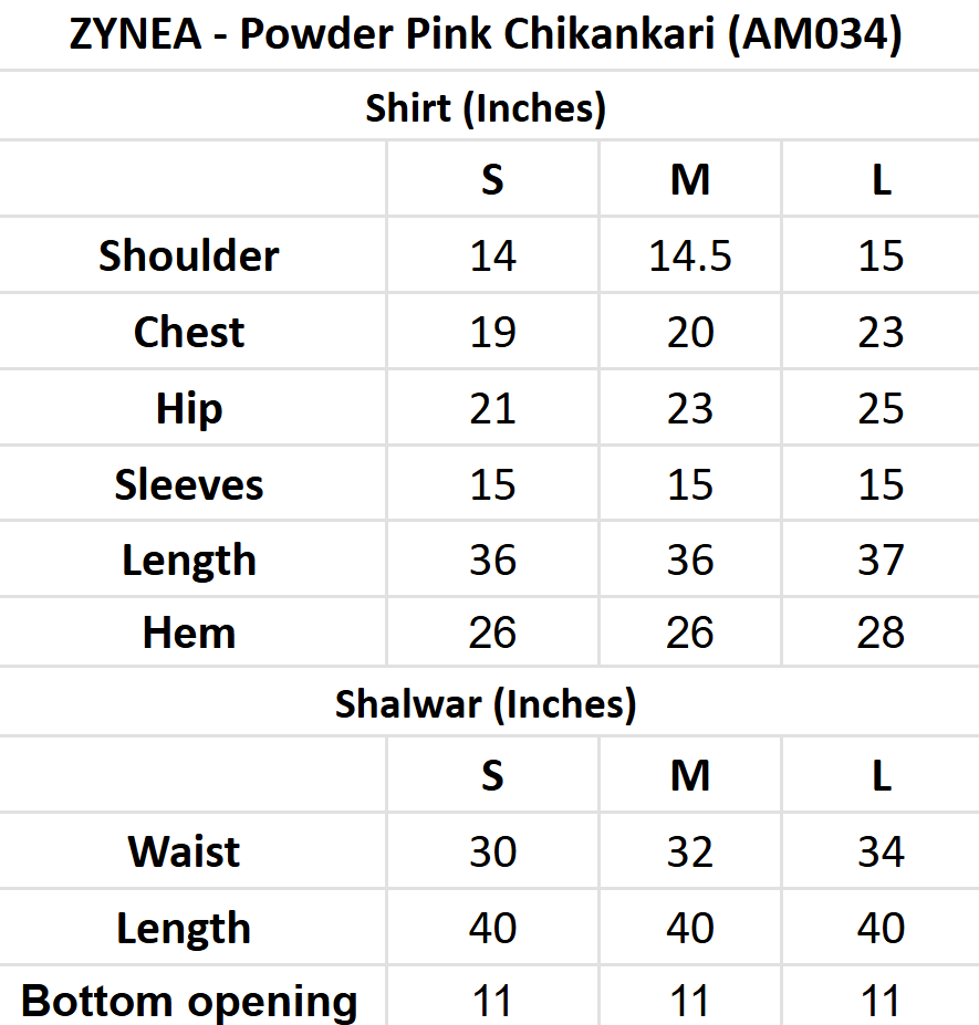 ZYNEA - Powder Pink Chikankari (AM034)