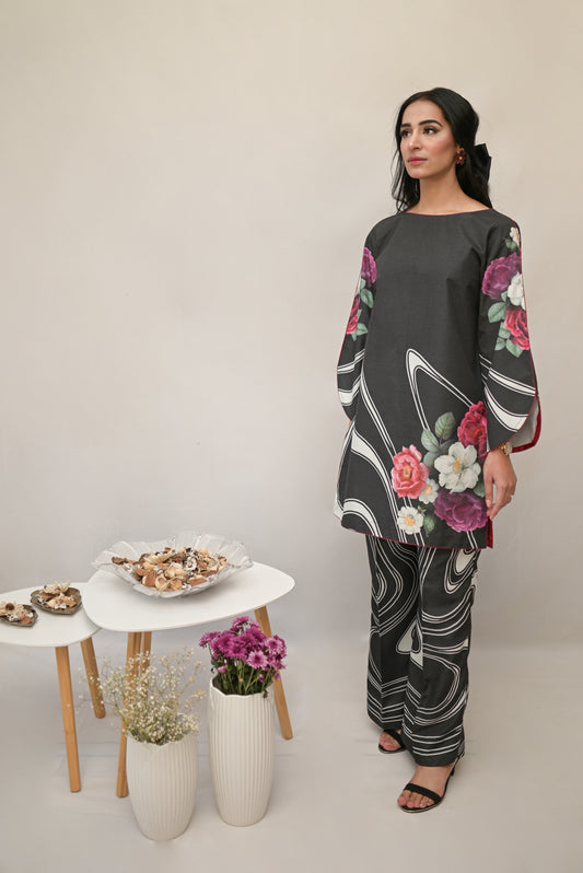 Lyra – Silk Lawn Black 2 Piece Printed Pret