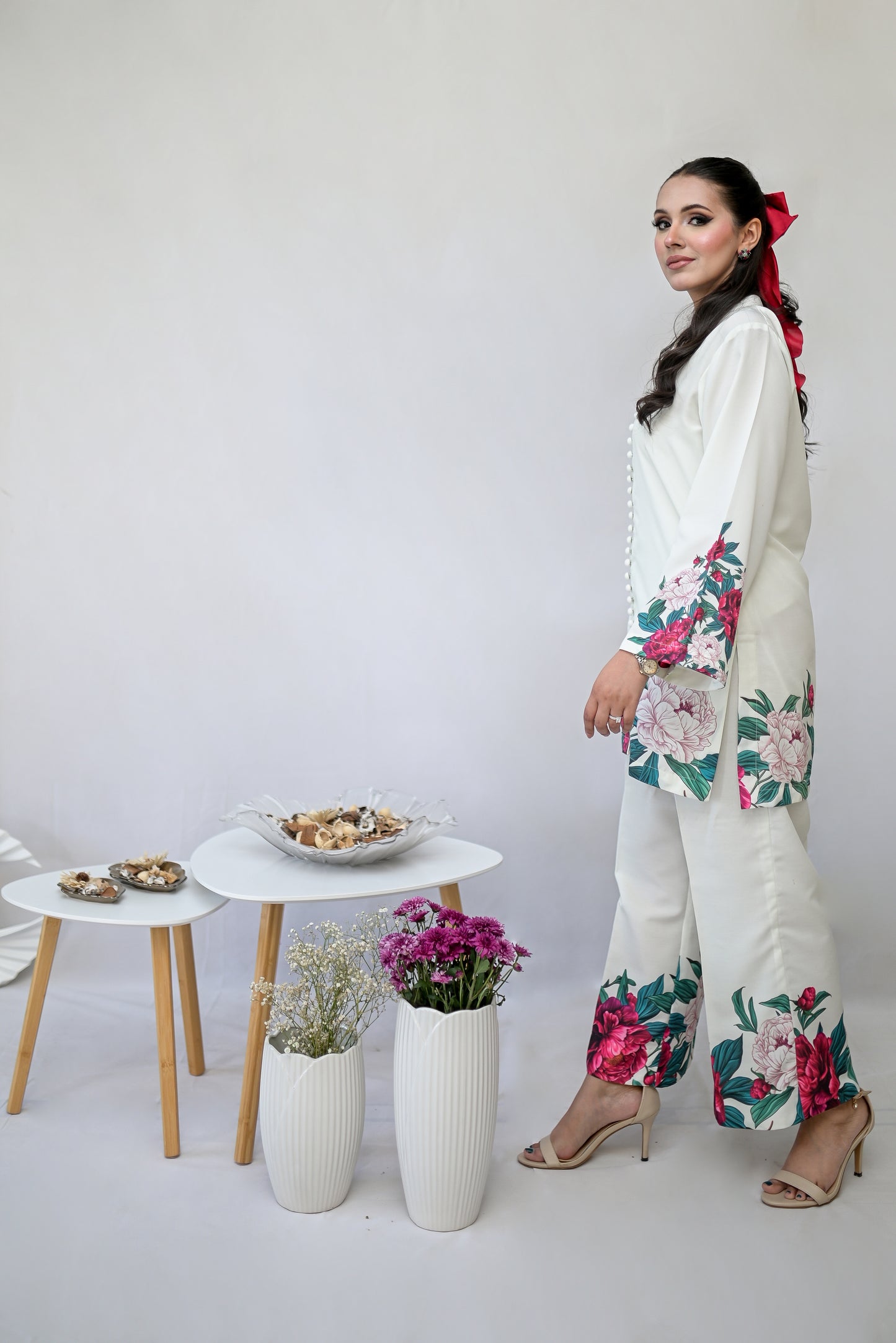 Elysia – Pearl White 2 Piece Printed Pret