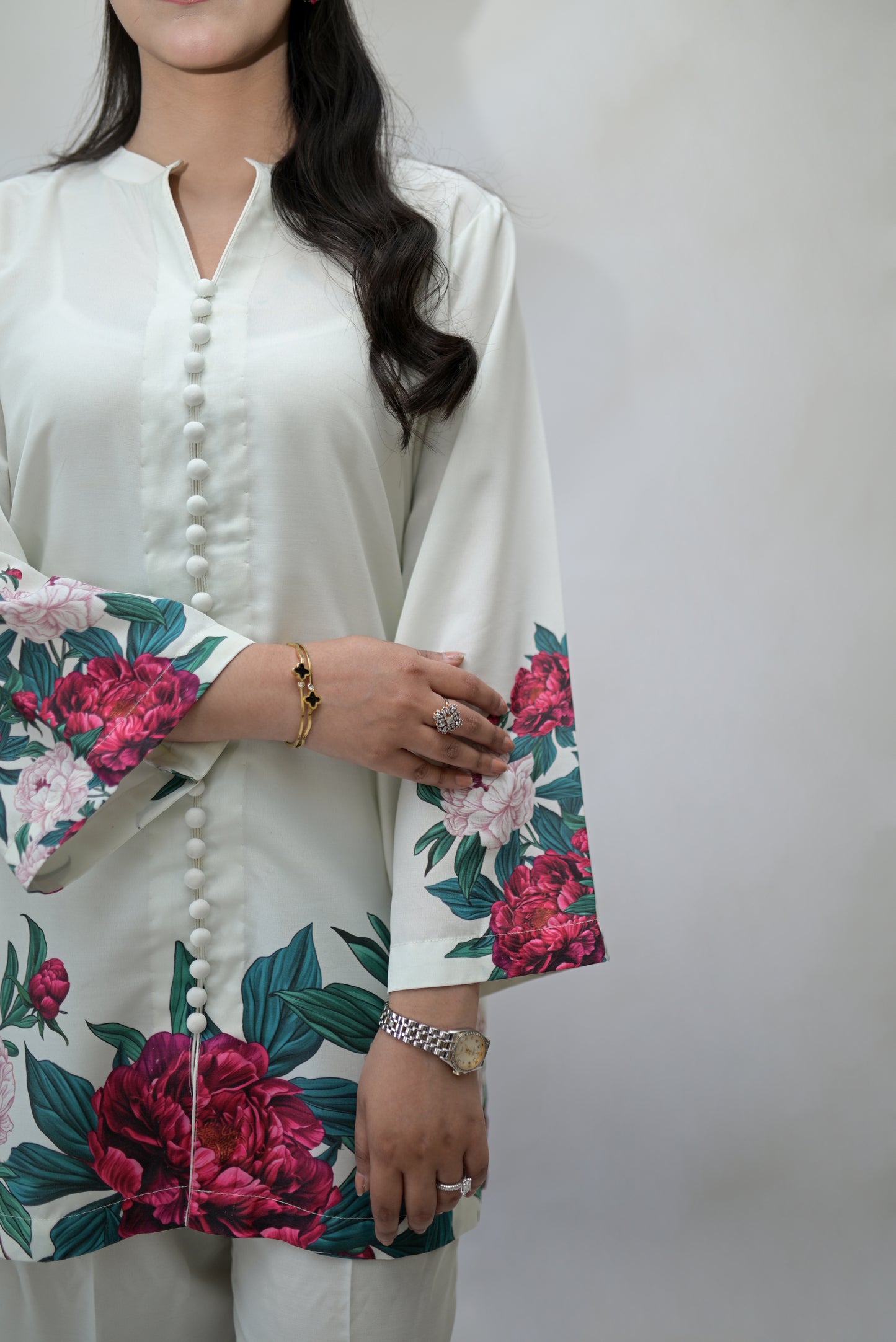 Elysia – Pearl White 2 Piece Printed Pret