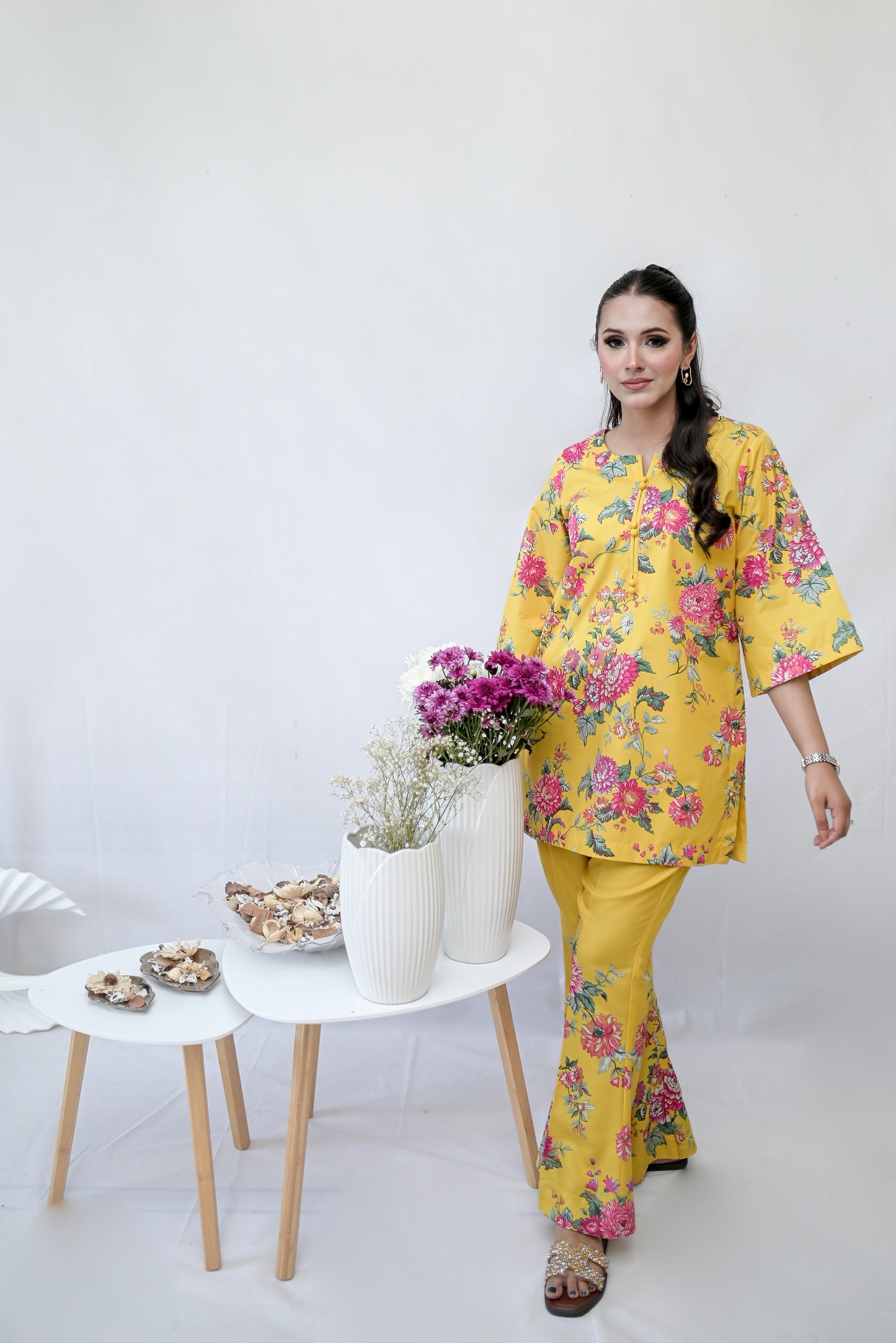 Floria – Lemon Yellow 2 Piece Printed Pret