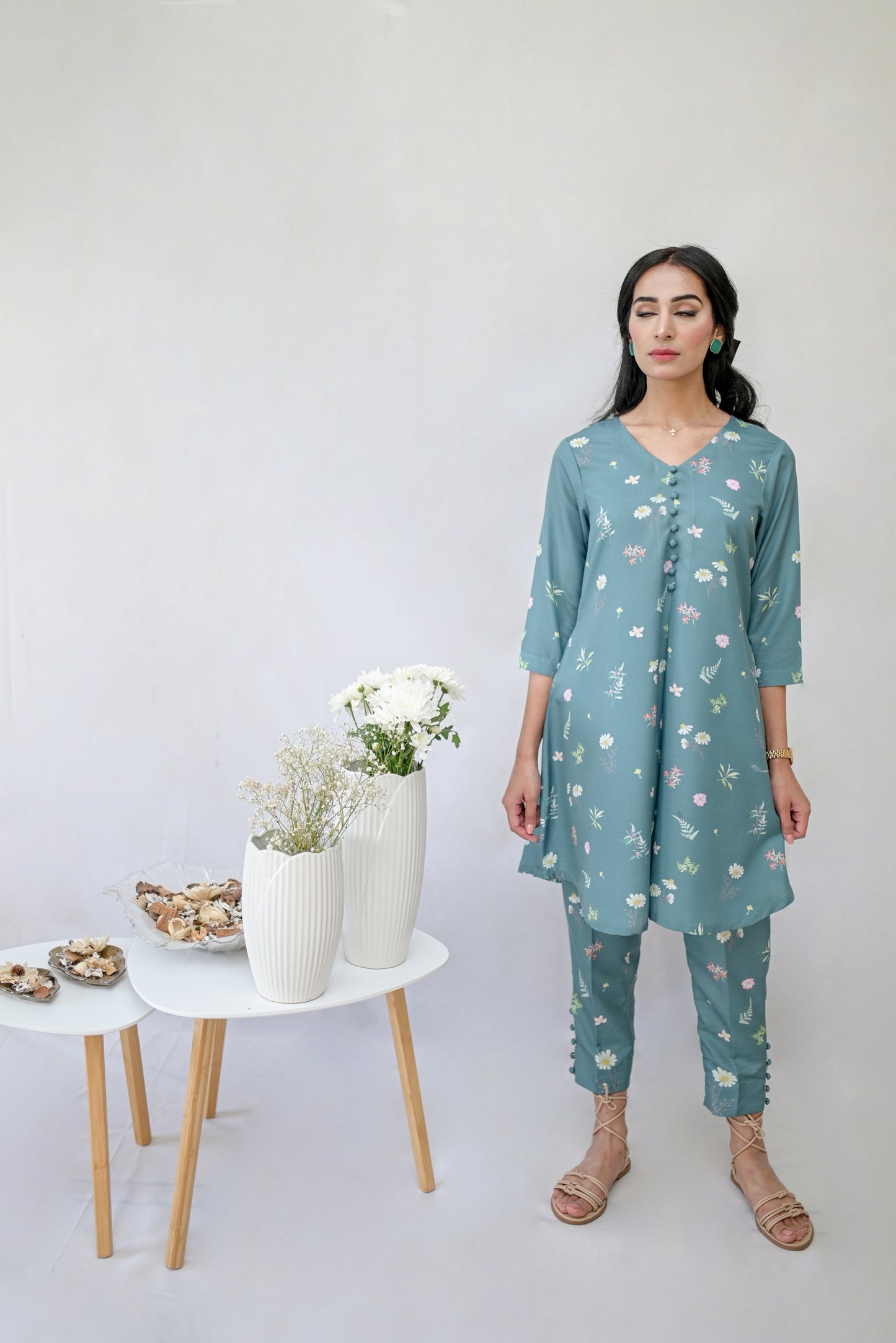 Celea – Silk Lawn Pine Green 2 Piece Printed Pret