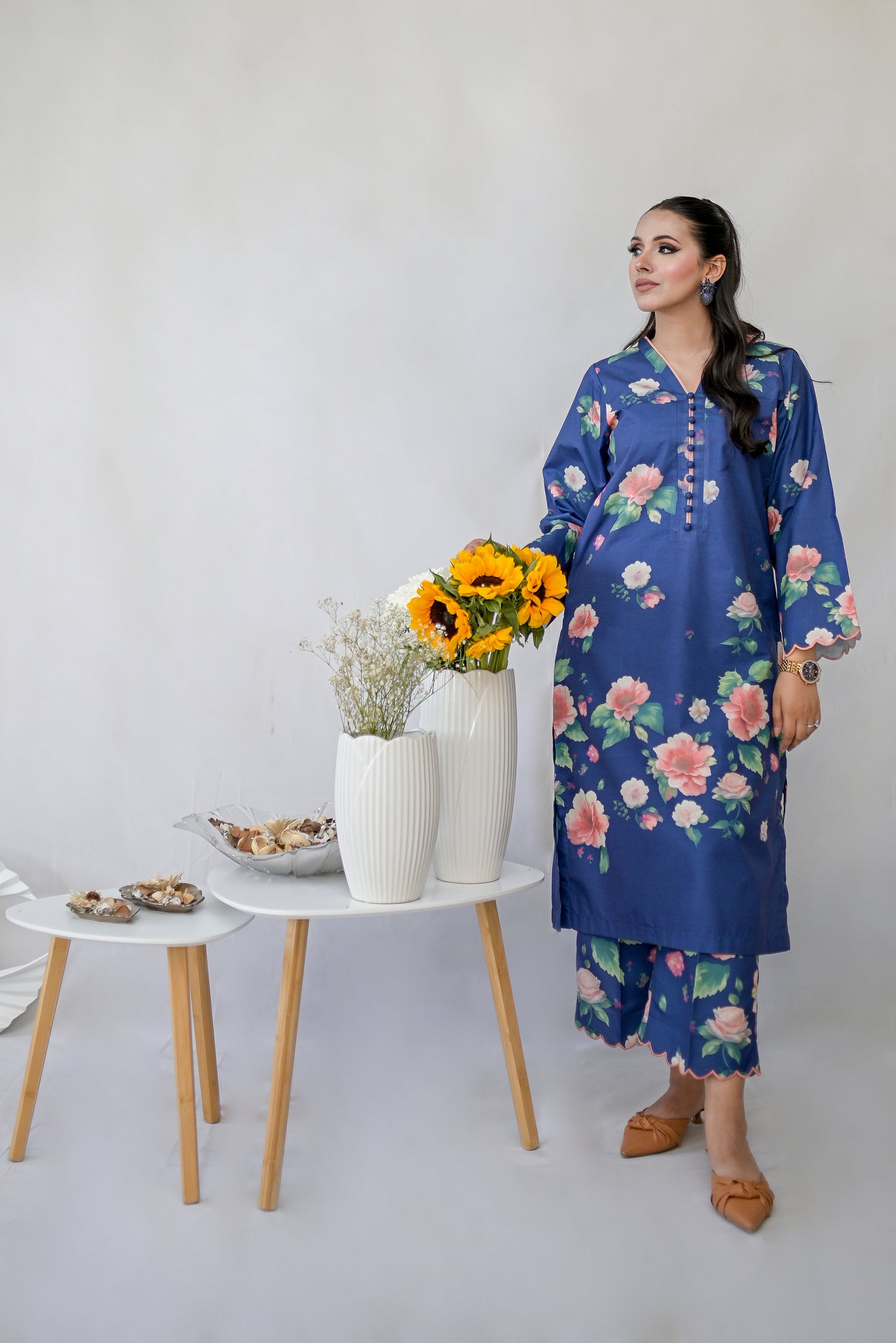 Calista – Silk Lawn Sapphire Blue 2 Piece Printed Pret