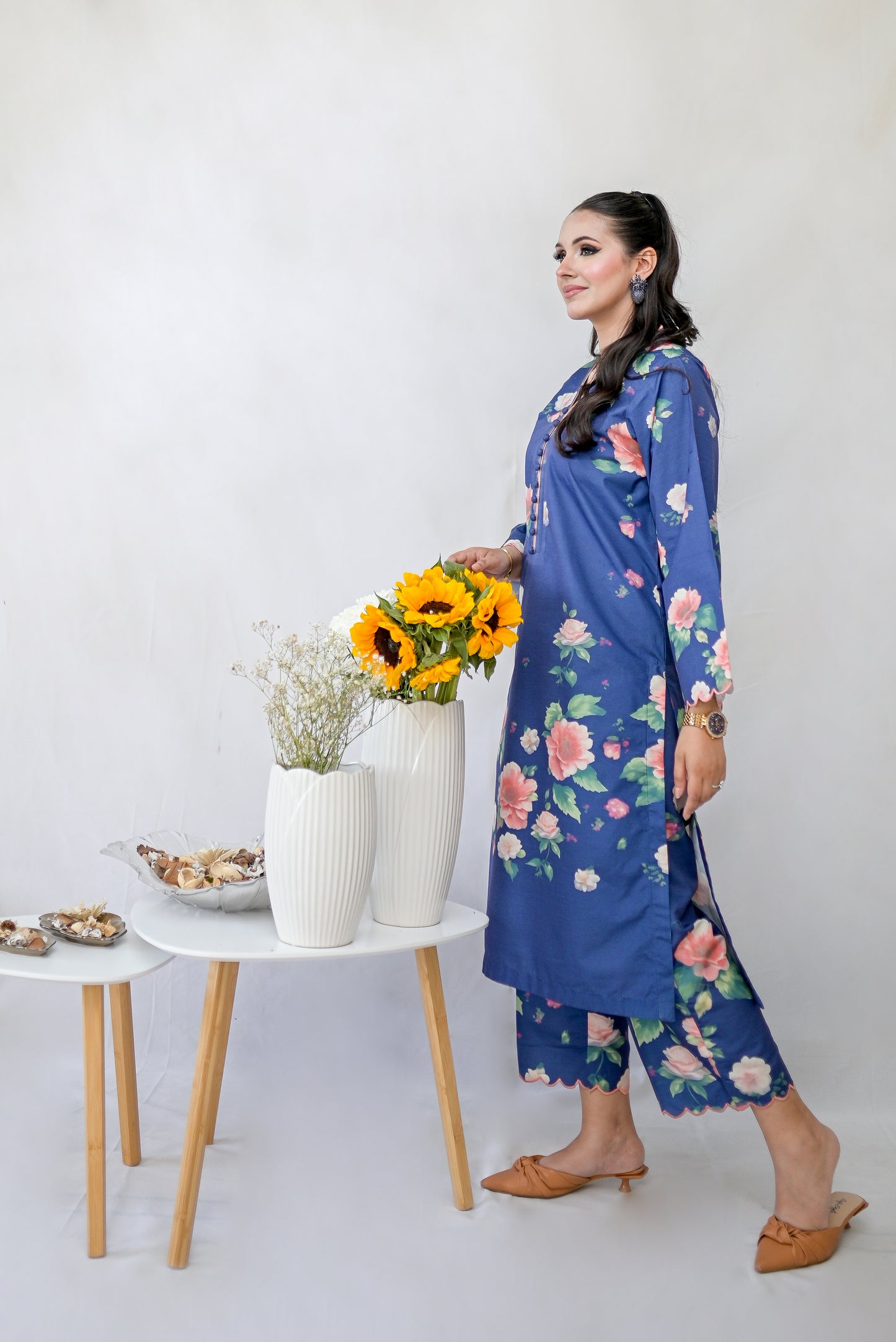 Calista – Silk Lawn Sapphire Blue 2 Piece Printed Pret