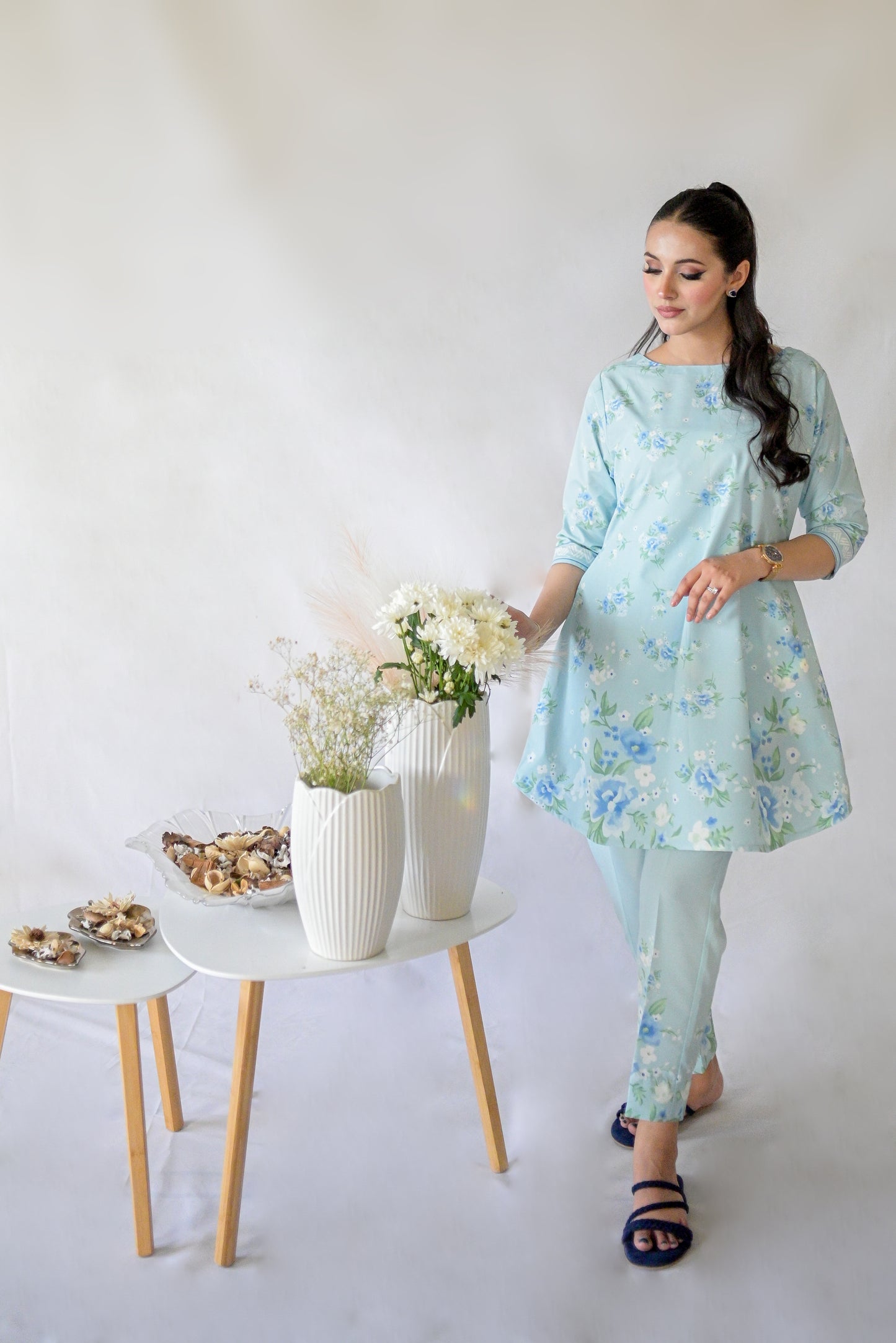 Mystia – Silk Lawn Ice Blue 2 piece Printed Pret