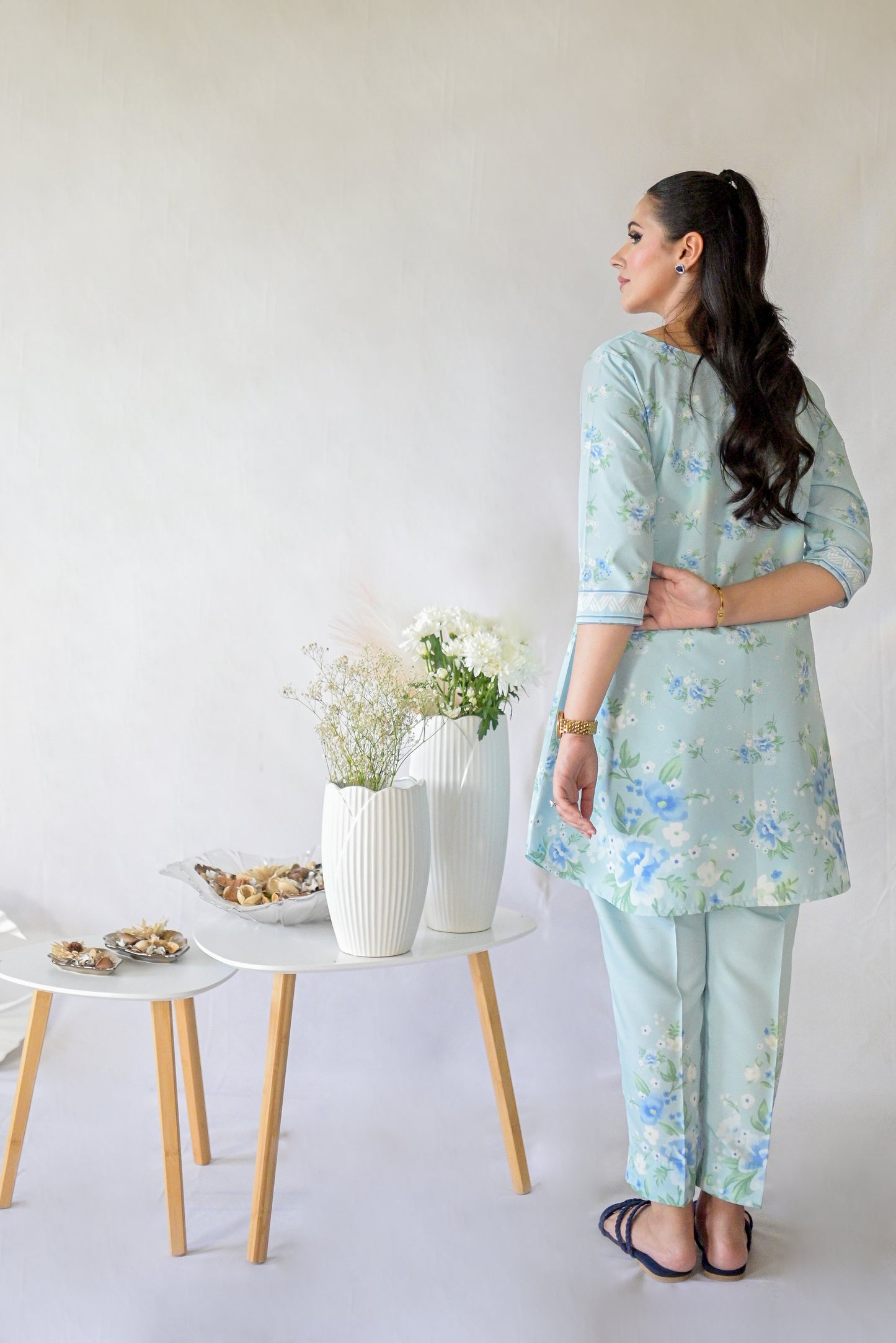 Mystia – Silk Lawn Ice Blue 2 piece Printed Pret