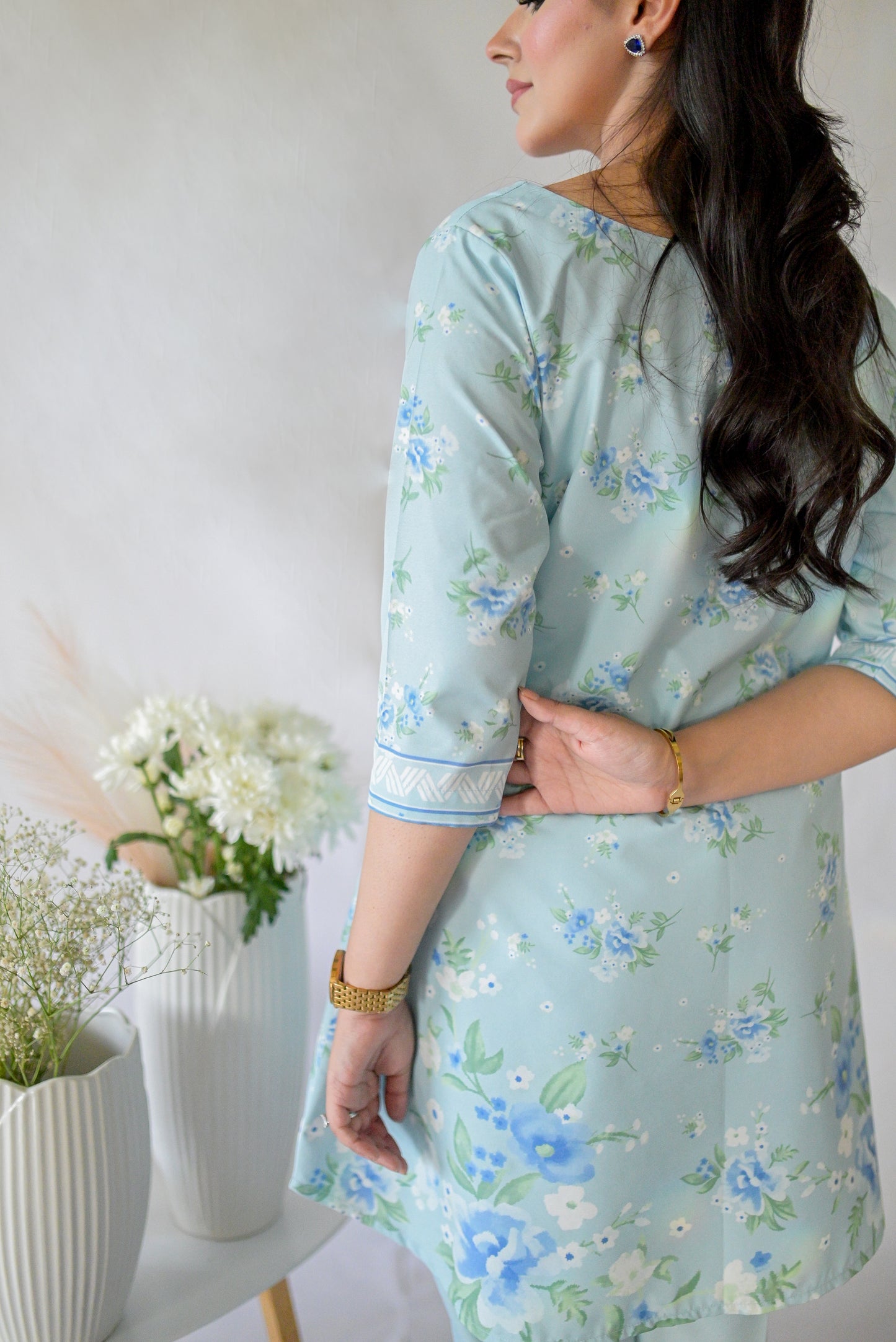 Mystia – Silk Lawn Ice Blue 2 piece Printed Pret