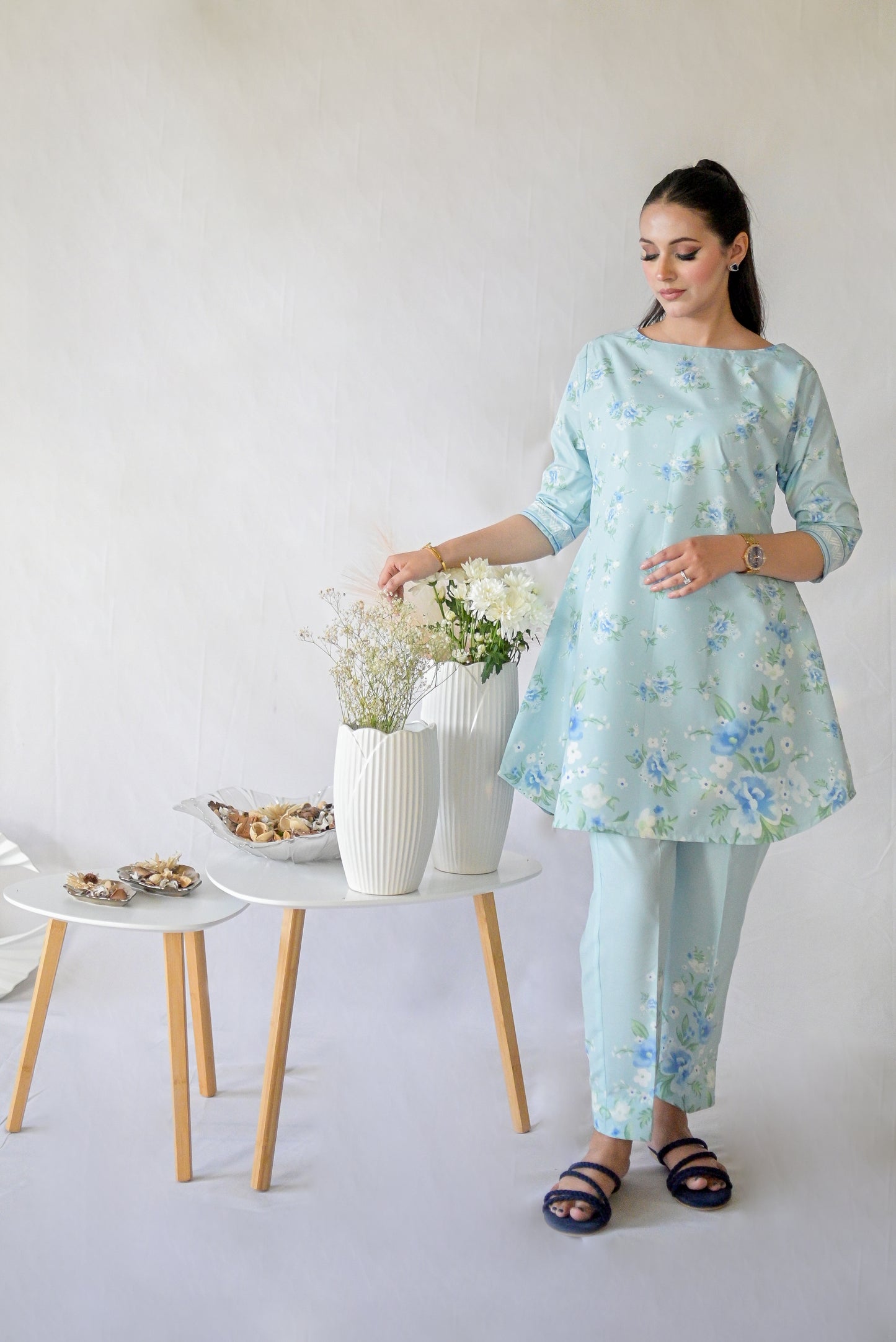 Mystia – Silk Lawn Ice Blue 2 piece Printed Pret