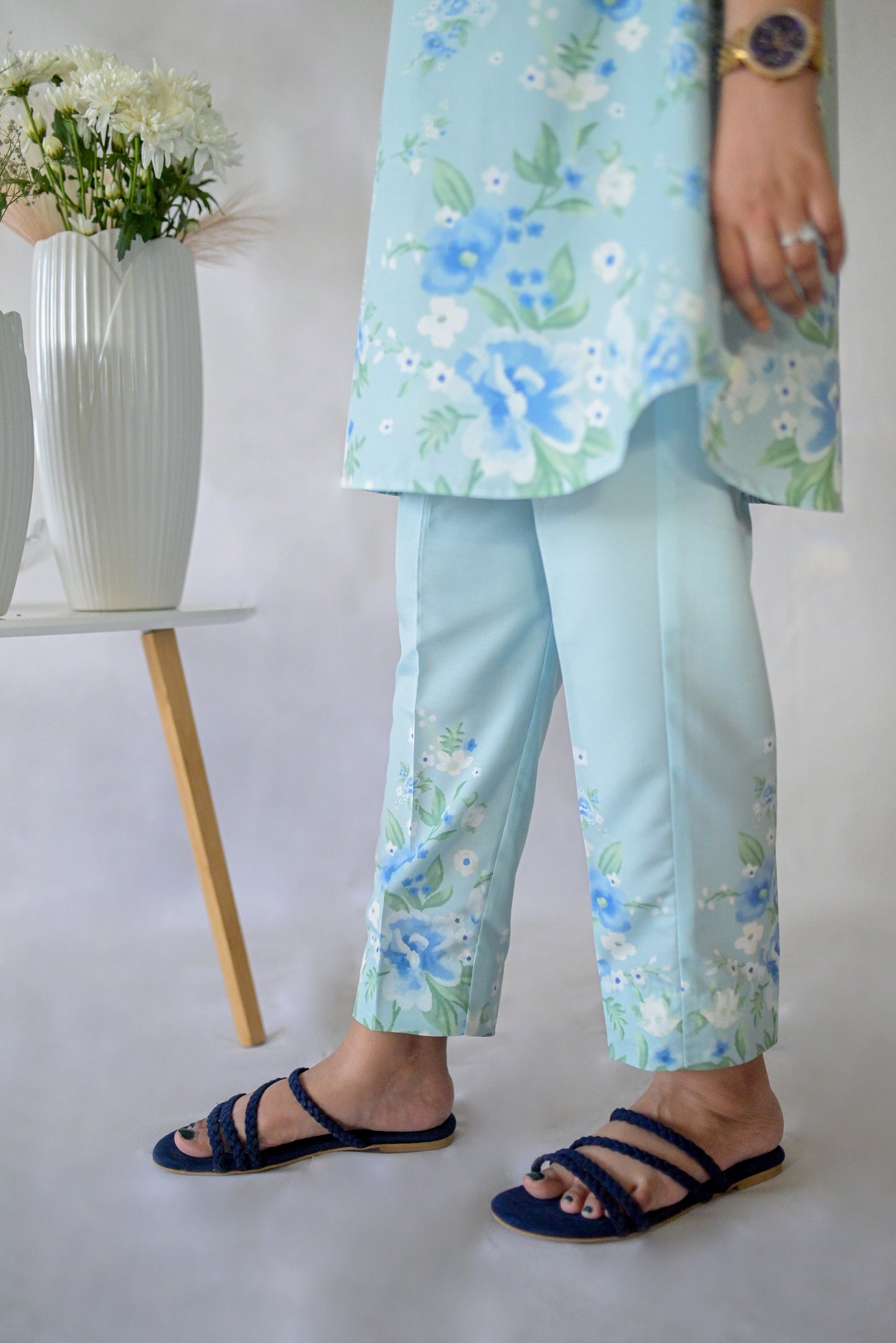 Mystia – Silk Lawn Ice Blue 2 piece Printed Pret