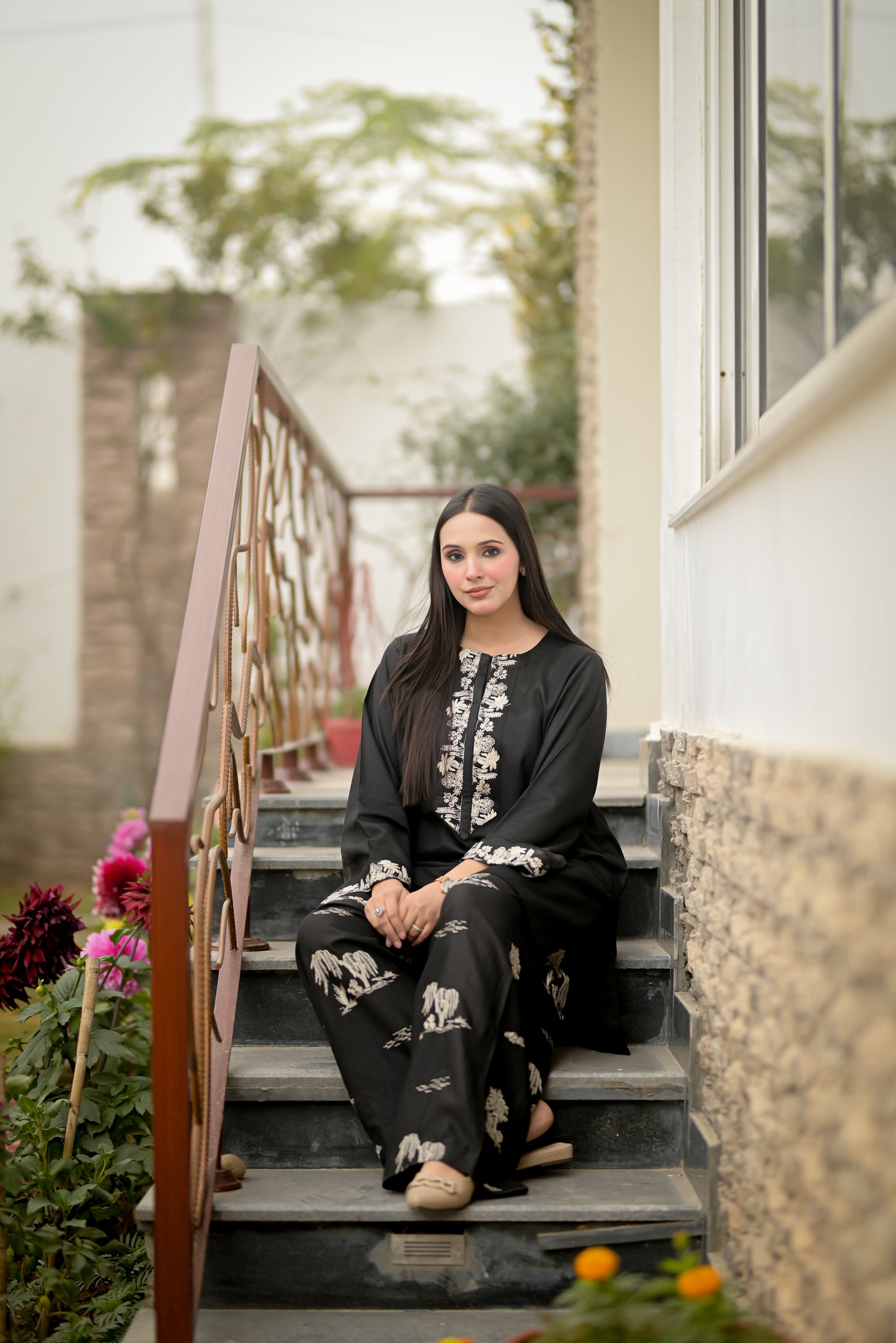 Noir - Karandi Black 2 Piece Embroidered Pret (AM022)