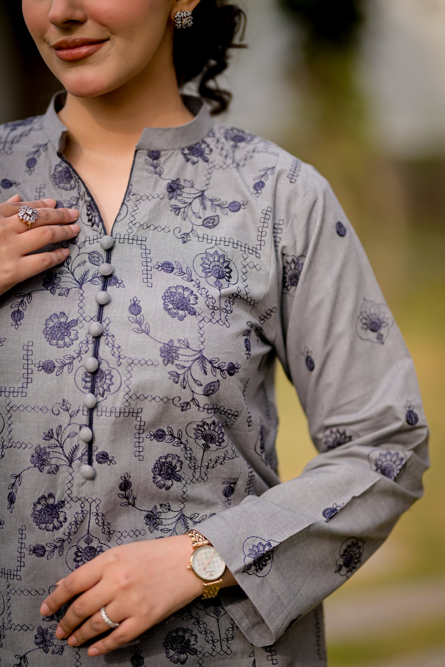 Grisa - Khaddar Grey 2 Piece Embroidered Pret (AM026)