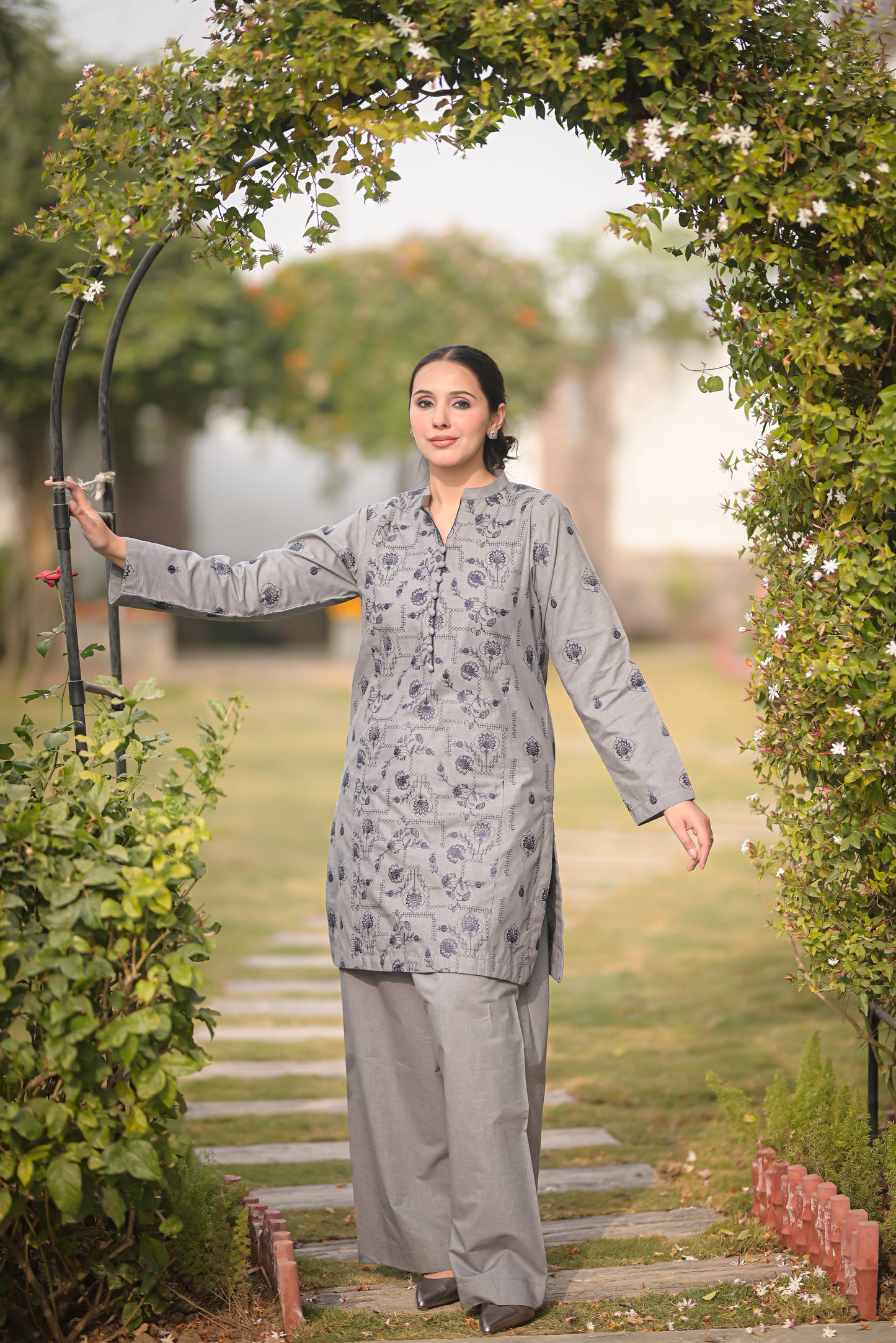 Grisa - Khaddar Grey 2 Piece Embroidered Pret (AM026)