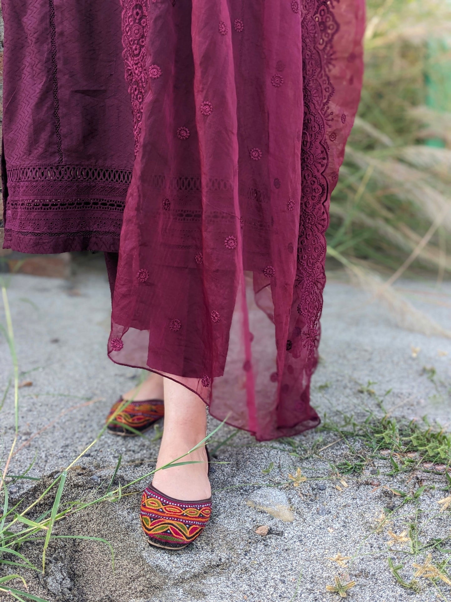 "Marroia 2" - Plum Embroidered 3 piece