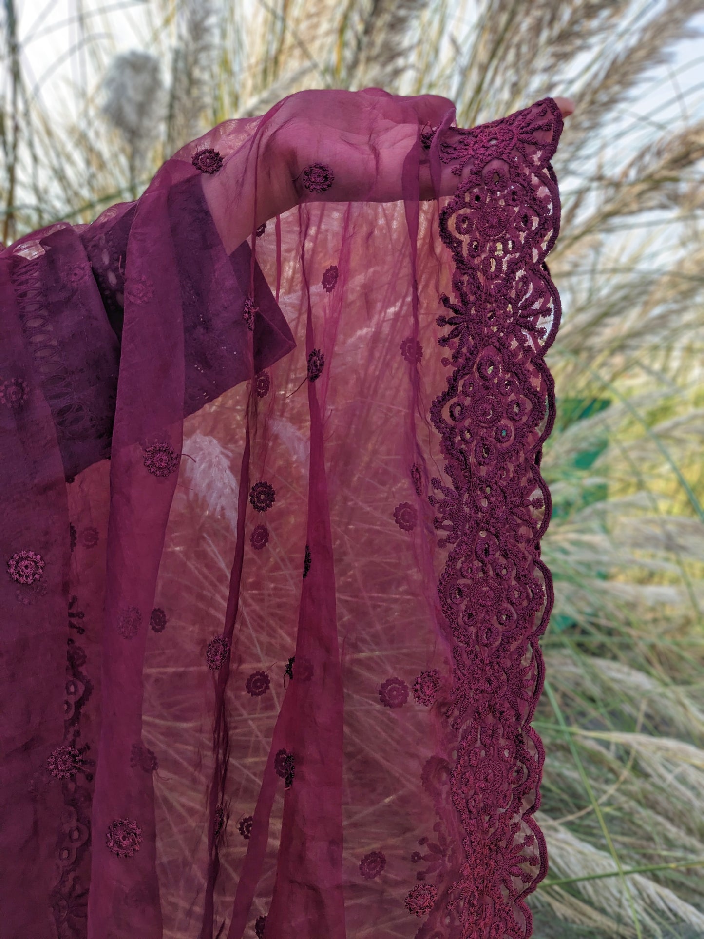 "Marroia 2" - Plum Embroidered 3 piece